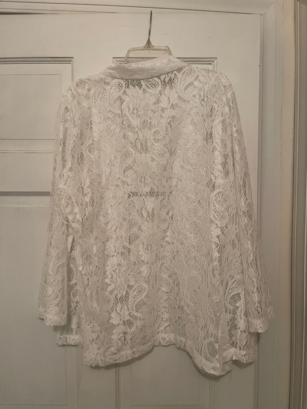 White Lace Open Front Jacket - Picture 2 of 2